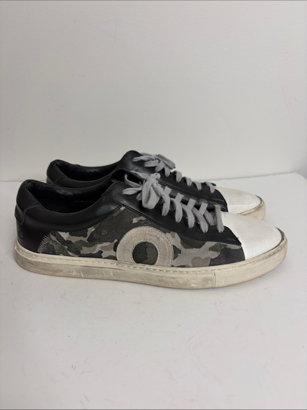 Oliver Cabell Low 1 Sneakers Men 43 10 Black Gray Distressed Camo Leather Shoes